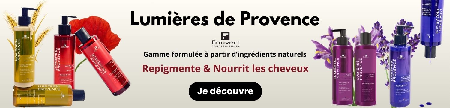 Lumières de Provence de Fauvert : Rituels repigmentants Shampooing et Masques formulés à base d'ingrédients d'origine naturelle. Gamme de soins revisitée aux couleurs de la Provence
